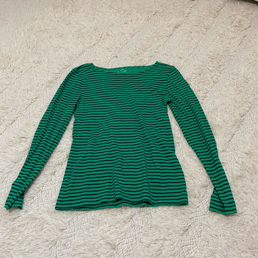 J. Crew navy and green long sleeve tee